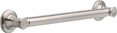 Delta Wall Grab Bar: Straight, 18 in Lg, 1 1/4 in Dia, Stainless Steel, Stainless Steel - Standard Grab Bars