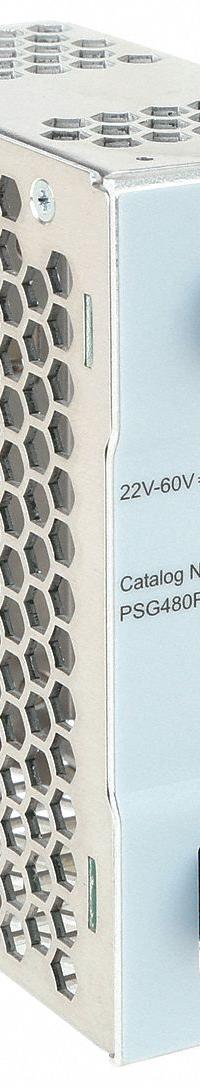 EATON DC Power Supply: DIN Rail, 960 W Output Power - Rated, 20 A Current - Output, Single Phase (MPN PSG480R24RM). Key specifications — attr1044898: Single; attr1044874: Aluminum; attr1044879: 24V DC; attr211400: EATON.