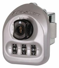 MASTER LOCK Locker Lock: Silver, Left, 1/4 in Mounting Hole Dia., 19/64 in Latch Bolt Projection (MPN 3631-01). Key specifications — Lock Activation: Manual; Locker Hinge: Left; Dial Color: Black; Combination Type: Resettable; Control Key Code: ML01; Includes Mounting Hardware: Yes; Brand: MASTER LOCK.