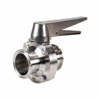 DIXON Butterfly Valve: 2 in Pipe Size, Clamp, 140 psi Max. Pressure (CWP), 316L Stainless Steel, 13 (MPN B5107E200CC-C). Key specifications — Average Surface Roughness (Ra): ≤ 32 micron; Brand: DIXON; Stop Positions: 13; Handle Type: Lever; Body Material: 316L SS; Disc Material: 316L SS.