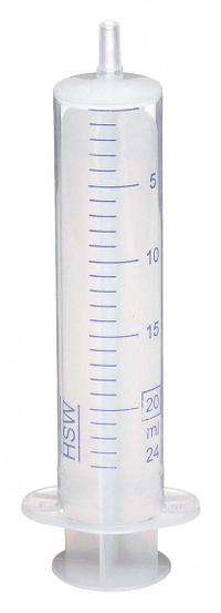 NORM-JECT All-Plastic Syringe: 20 mL Capacity - mL, Luer Slip, Polypropylene, Polypropylene, HDPE (MPN NJ-4606205-02). Key specifications — Attachment Type: Luer Slip; Plunger Material: HDPE; Sterile/Non-Sterile: Sterile; Tip Material: Polypropylene; Barrel Material: Polypropylene; Brand: NORM-JECT; Compatible Needles: Sharp, Tri-Bevel Needles; Includes Needles: No.