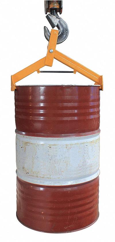 Dayton Drum Lifter: 2 Grip Points, For 30 gal Drum Capacity, Fiber/Metal/Plastic - Drum Lifting Hooks