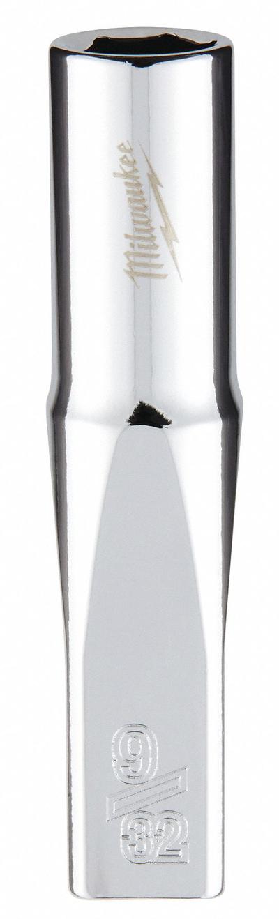 MILWAUKEE Deep Well Socket: SAE, 1/4 in Drive Size, 9/32 in Socket Size, 6-Point - Anti-Roll Hand Sockets