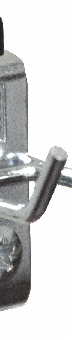TRESTON Double Rod Pegboard Hook: 1 1/4 in x 1 19/64 in x 1 3/4 in, 5 Hooks, Screw-In, Surface (MPN 853218-51). Key specifications — Mounting Type: Surface; Includes: Black Holding Clip; Finish: Zinc-Plated; Color: Silver; Accessory Type: Double Rod Hook; Locking System: Screw-In; Material: Steel; Brand: TRESTON.