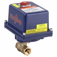 DYNAQUIP CONTROLS Electrically Actuated Two-Way Ball Valve: 1/2 in, Brass, 12V DC/24V AC/DC (MPN EHH23ATE20H). Key specifications — Included Mounting: ISO 5211 Actuator Mounting Pad; Brand: DYNAQUIP CONTROLS; Stem Material: Nickel-Plated Brass; Actuator Features: Thermal Overload Protection.