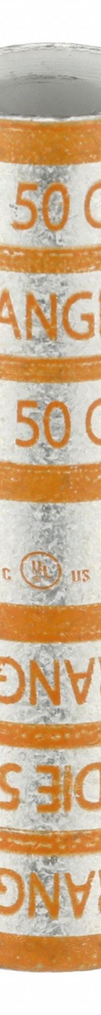APPROVED VENDOR Open Barrel Splice: 3/0 AWG Wire Size, Orange Code, 2.27 in, Copper Barrel, 50 Die (MPN 22EZ37). Key specifications — Die Code: 50; Brand: APPROVED VENDOR; Color Code: Orange.