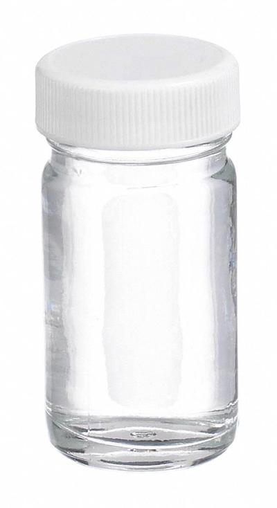 WHEATON Laboratory Bottle: 30 mL, 33-400 mm, Colorless, 48 Bottles, 34 mm Body Dia - Clear Wide Mouth Round Glass Lab Bottles