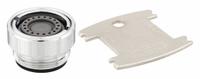 CHICAGO FAUCETS Outlet: 0.5 gpm Flow Rate, Spray Flow Outlet, Brass, Chrome Finish, Male, UNS (MPN E2805JKABCP). Key specifications — Material: Brass; Product Type: Outlet; Connection Size: 13/16"-27; Brand: CHICAGO FAUCETS.