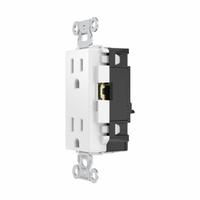 HUBBELL Receptacle: Decorator Duplex, 5-15, White, 125V AC, 15 A, 2 Pole / 3 Wire (MPN DR15STWTR)