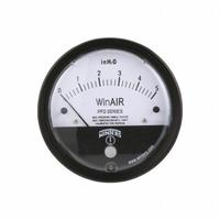 WINTERS Differential Pressure Gauge: Single-Side, 1/8 in NPTF Female, PFD, 4 in Dial, Aluminum, IP67 (MPN PFD40308). Key specifications — Sensor Type: Diaphragm; Series: PFD; Housing Material: Aluminum; Certificate of Calibration: Included.