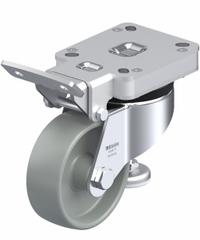 BLICKLE Plate Caster: Nylon Tread, Steel, 100 mm Wheel Dia, 142 mm Mounting Ht, Swivel, Slot (MPN 910167). Key specifications — Brand: BLICKLE.