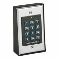ALARM CONTROLS Keypad: 12 to 24V AC/DC, 5 A Current, Steel, 2 in Overall Lg, 2 3/4 in Overall Wd (MPN KP-100A). Key specifications — Material: Steel; Voltage: 12 to 24V AC/DC; Brand: ALARM CONTROLS; Product Type: Digital Keypad.
