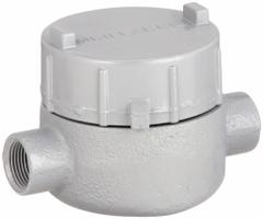 Conduit Outlet Body: Iron, GE, 3/4 in Trade Size, C Body, 19 cu in Body Capacity (MPN GECCT-2M). Key specifications — Series: For Standard Body; Compatible Conduit Trade Size: 3/4 in; Thread Gender: Female; Hub Style: Threaded; Cover Included: Yes; Body Style: C; Connection Type: Threaded; Back Type: Flat.