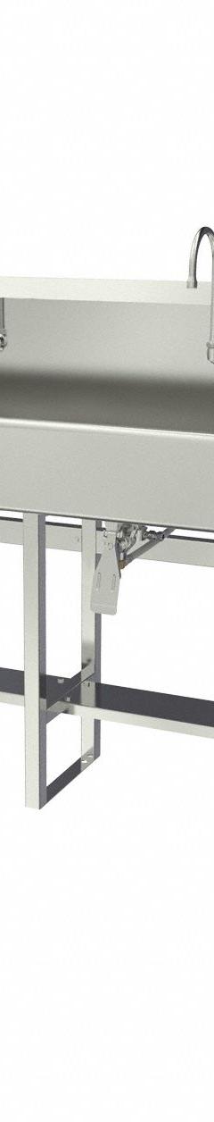 SANI-LAV Wash Station: 45 in Overall Ht, 77 in Bowl Lg, 8 in Bowl Dp, 2 gpm Flow Rate, 16 ga (MPN 58FK1). Key specifications — Includes Side Splash: Side Splash Not Included; Brand: SANI-LAV.