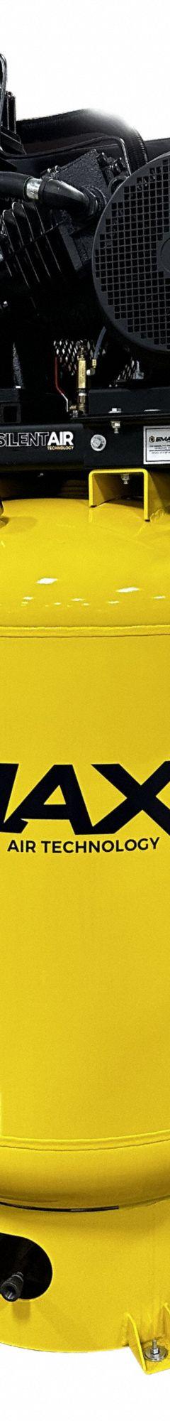 EMAX Electric Air Compressor: 15 hp, 2 Stage, Vertical, 120 gal, 52 cfm, 175 psi, 230V, Auto (MPN ESP15V120Y3-208). Key specifications — attr1395880: Auto; attr48430: EMAX; attr48448: Spring-Loaded Belt Tensioning Device; attr48450: 230V; attr48474: Three; attr48487: Vertical.