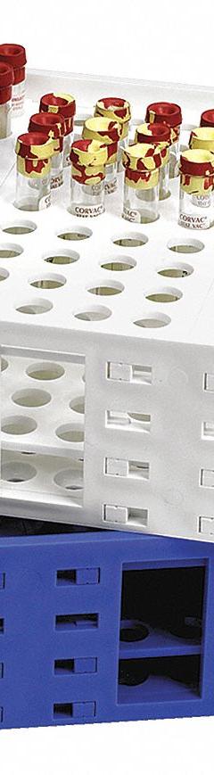 Tube Rack: 11 1/4 in Overall Wd, 4 1/2 in Overall Ht, 27 1/4 in Overall Lg, Polypropylene, White (MPN 120114). Key specifications — Material: Polypropylene; Mounting Location: Benchtop; Color: White; Product Type: Test Tube Rack; Total Holding Capacity: (240) Wells; Brand: HEATHROW SCIENTIFIC.