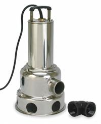 DAYTON Sewage Ejector Pump: Single Phase, 2/5 hp, 115V AC, 75 gpm Flow Rate @ 10' of Head, 2 in MNPT (MPN 2JGA4). Key specifications — Impeller Material: Stainless Steel; Rated Voltage: 115V AC; Brand: DAYTON; Switch: Piggyback Tether Float.
