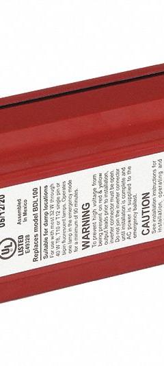 BODINE Emergency Fluorescent Ballast: 40 W Max. Bulb Watts, 120/277V AC, 1 Bulbs Supported (MPN B100). Key specifications — Input Voltage: 120/277V AC; Brand: BODINE.