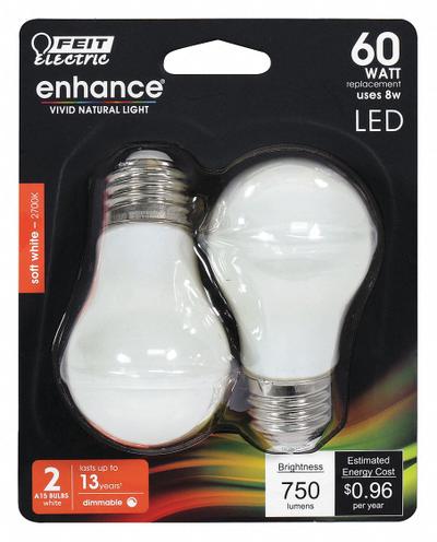 FEIT ELECTRIC Compact LED Bulb: Medium Screw (E26), LED, (A) Classic, A15, 8 W Watt, 2700K - Medium Screw Base (E26) Lamps
