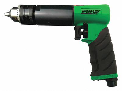 SPEEDAIRE Air-Powered Drill: 1/2 in Chuck, Light Duty, 500 RPM, 0.5 hp, Keyed - Pistol-Grip Air-Powered Drills