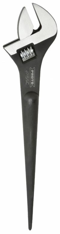 PROTO Adjustable Wrench: Alloy Steel, Black Oxide, 15 27/32 in Overall Lg, 1 27/32 in Jaw Capacity (MPN J715SC). Key specifications — attr309359: Black Oxide; attr324924: PROTO; attr309358: Alloy Steel.