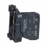 SCHNEIDER Contact Block: 22 mm Panel Mounting Size, 1NO, Momentary, ZB5 Series (MPN ZB5AZ101). Key specifications — Switch Action: Momentary; Terminal Connection Type: Screw Clamp Terminals; Brand: SCHNEIDER; Compatible with Series: ZB5.