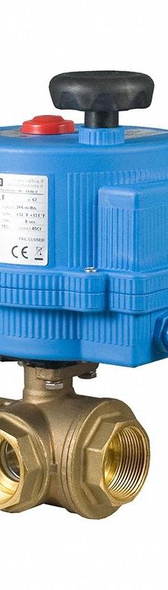 BONOMI Electrically Actuated Three-Way Ball Valve: 2 1/2 in, Brass, 12V AC/DC, FNPT x FNPT x FNPT (MPN 8E066LF-001-2-1/2). Key specifications — Included Mounting: ISO 5211 Actuator Mounting Pad; Brand: BONOMI; Actuator Features: Manual Override.
