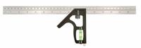 JOHNSON LEVEL Combination Square: Inch/Metric, Stainless Steel, 3 1/2 in, 16 in x 0.85 in, Cast Zinc (MPN 420EM-S). Key specifications — attr936159: 1 mm; attr936166: Cast Zinc; attr936169: Scriber; attr934771: JOHNSON LEVEL; attr936157: Etched.