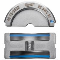 MILWAUKEE Upper and Lower Crimping Die: 8 AWG, U Style Dies, For Use With 2679-20/49-16-U000 (MPN 49-16-U008). Key specifications — attr511073: U Style Dies; attr511072: Electrical Wire and Cable Crimping; attr473934: MILWAUKEE; attr511065: M18™ FORCE LOGIC™; attr511069: Blue; attr542116: 8 AWG; attr511067: 49-16-U000.