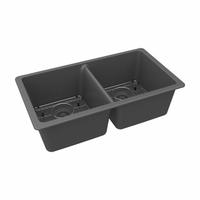 ELKAY Sink: 33 in Overall Lg, 18 1/2 in Overall Wd, 9 1/2 in Bowl Dp, 14 1/4 in Bowl Lg, 2 Bowls (MPN ELGU3322GT0C). Key specifications — Brand: ELKAY; Color Family: Silver/Gray.
