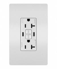 USB Receptacle: Duplex, 5-15R, 2 USB Ports, USB Type C, White, 125V AC, 15 A, GFCI (MPN 1597TRUSBCCW). Key specifications — Brand: LEGRAND.