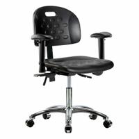 Ergonomic Chair: Polyurethane, Arms Included, Ht Range 17 3/4 in to 23 in, 18 in Seat Wd, Adj, Black (MPN BR-HPDHCH-CR-T1-A1-CC-BLK). Key specifications — Foot Support: No; Back Tilt Backward: 13.5°; Back Tilt Forward: 10.5°; Base Material: Aluminum; Brand: APPROVED VENDOR; Product Type: Ergonomic Chair; ESD-Safe: Not ESD Safe; Seat Tilt Backward: 3°.