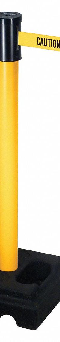 RETRACTA-BELT Barrier Post with Belt: Yellow, No Pattern, Caution Do Not Enter, 15 ft Belt Lg (MPN 322PYW-CAU). Key specifications — attr981468: Rubber; attr981465: Yellow; attr981461: RETRACTA-BELT; attr981440: Vinyl; attr981443: Yellow; attr981449: Caution Do Not Enter; attr981448: Black.