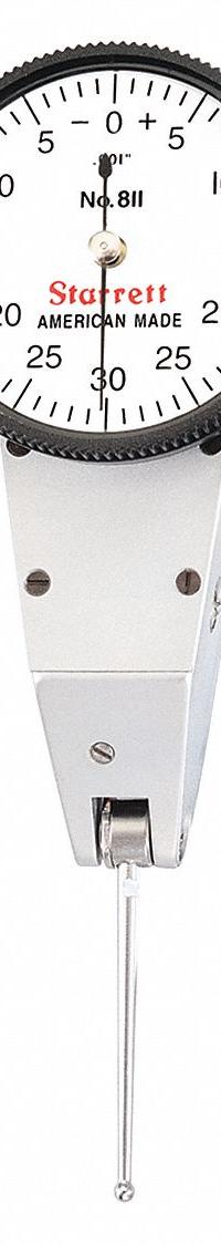 STARRETT Swivel-Head Dial Test Indicator: 0 in to 0.06 in, Swivel Head, Inch, 0.001 in (MPN 811-1PZ). Key specifications — attr1184166: Long Carbide Contacts; attr1200917: Swivel-Head Dial Test Indicator; attr1184127: 811-1PZ; attr1184167: STARRETT; attr1184108: 0.001 in.