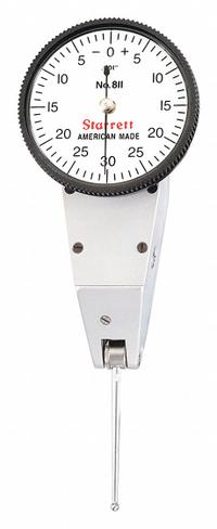 STARRETT Swivel-Head Dial Test Indicator: 0 in to 0.06 in, Swivel Head, Inch, 0.001 in (MPN 811-1PZ). Key specifications — attr1184166: Long Carbide Contacts; attr1200917: Swivel-Head Dial Test Indicator; attr1184127: 811-1PZ; attr1184167: STARRETT; attr1184108: 0.001 in.