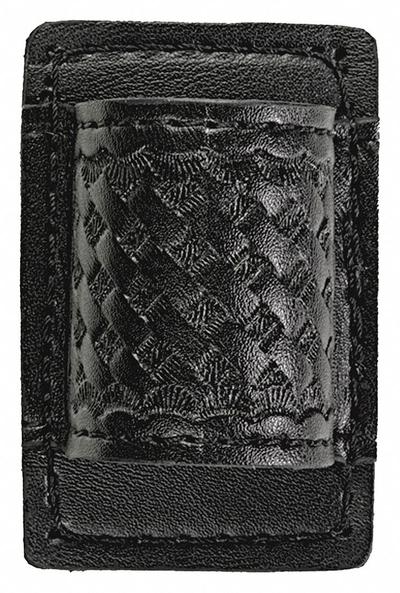 HEROS PRIDE Flashlight Pouch: Black, Synthetic Leather, Basket Weave - Duty Equipment Pouches