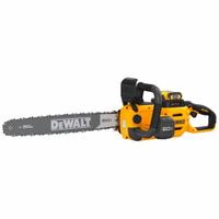DEWALT Battery-Powered Chainsaw Kit: 20 in Bar Lg, Rear Handle, Auto Chain Oiler, 60 V, 50.2 cc (MPN DCCS677Z1). Key specifications — Brand: DEWALT.