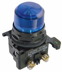 EATON Pilot Light: 30 mm Panel Mounting Size, Blue, LED, 120 V AC Max Volt Rating (Supply) (MPN E34FB197LLP2A). Key specifications — Series: E34; Brand: EATON; Includes Push-To-Test: No Push-To-Test Included.