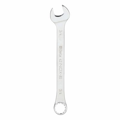 BETA Combination Wrench: Stainless Steel, Natural, 3/4 in Head Size - SAE Spline Combination Wrenches