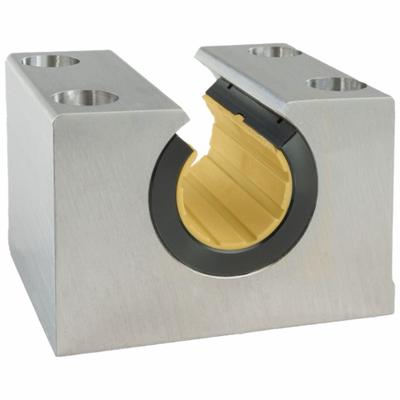 THOMSON Mounted Plain Linear Bearing: Single, 5/8 in Inside Dia, Polymer, PLBM - Open Low-Load & Low-Speed Pillow Block Linear Plain Bearings