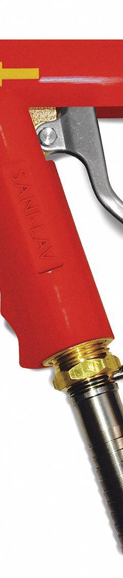 SANI-LAV Spray Nozzle: 3/4 in Connection Size, FGHT, Brass/Stainless Steel, 5 1/4 in Overall Lg, Red (MPN N81R20). Key specifications — Nozzle Color: Red; Material: Brass; Nozzle Shutoff Type: Handle Controls; Brand: SANI-LAV.