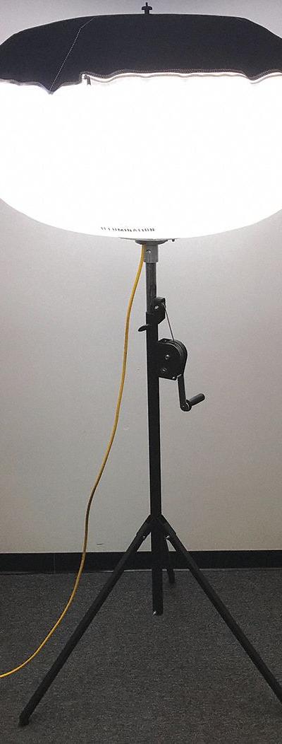 8:12 ILLUMINATION Temporary Job Site Light: LED, 110, 000 lm Max Brightness - Corded Tripod Balloon Lights
