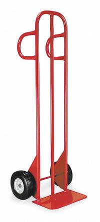 DAYTON General Purpose Hand Truck: 500 lb, Dual-Loop Handle, Red, Steel, Semipneumatic, 8 in Wheel (MPN 5Z080). Key specifications — Brand: DAYTON; Color: Red.