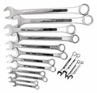KTI Combination Wrench Set: Alloy Steel, Chrome, 16 Tools, 1/4 in to 1 1/4 in Range of Head Sizes (MPN KTI-41016). Key specifications — attr309520: Chrome; attr309519: Alloy Steel; attr324929: KTI; attr309512: Pouch; attr309522: No; attr309533: No.
