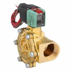 REDHAT Solenoid Valve: 2-Way, Normally Closed, 1 1/2 in Pipe Size, 100 to 240V AC/DC, Watertight (MPN 8210P022LF 100-240). Key specifications — Pipe Size: 1-1/2 in; Voltage: 100 to 240V AC/DC; Brand: REDHAT; Coil Enclosure: Watertight.