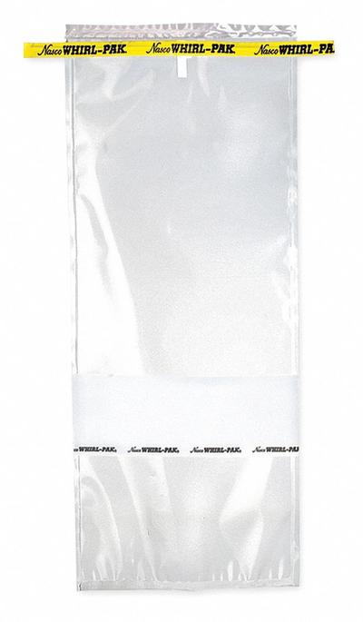 WHIRL-PAK Sampling Bag: Write-On, Sterile, 69 fl oz Capacity - oz, 2.04 L Capacity - mL - Write On Sterilized Bags