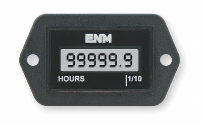 ENM Hour Meter: Hour Meters, Front Panel Mounting, Digital, 1 1/4 in x 2 1/8 in