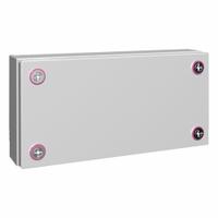 RITTAL Enclosure: Light Gray, Steel, 5 in x 11 in x 3 in, NEMA 1/12/3R/4, Solid Cover (MPN 1515000). Key specifications — Color: Light Gray; Cover Style: Solid; Includes: Mini Cam Lock; NEMA Enclosure Rating: 12; Brand: RITTAL.