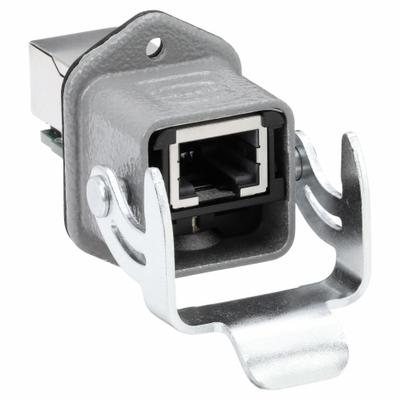 HARTING Han 3A RJ45 Panel Feed-Through: RJ45, Cat5, Data, 8 Poles, Straight, Panel-Mount - Device-Side RJ45 Connectors & Couplers