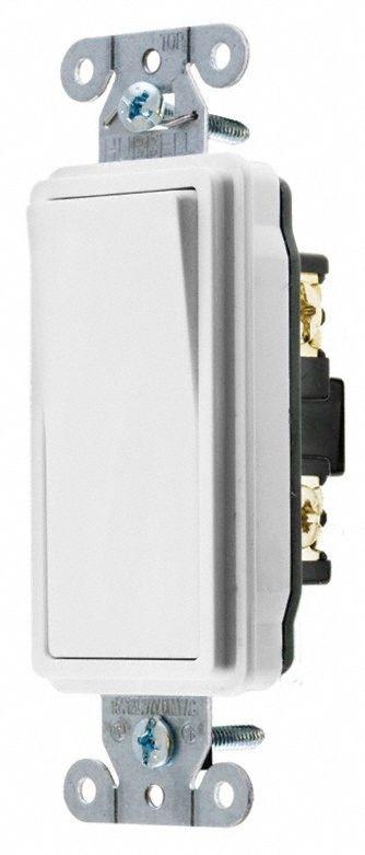HUBBELL Wall Switch: Rocker Switch, Double Pole, Maintained, White, 120/277V AC - Rocker Wall Switches